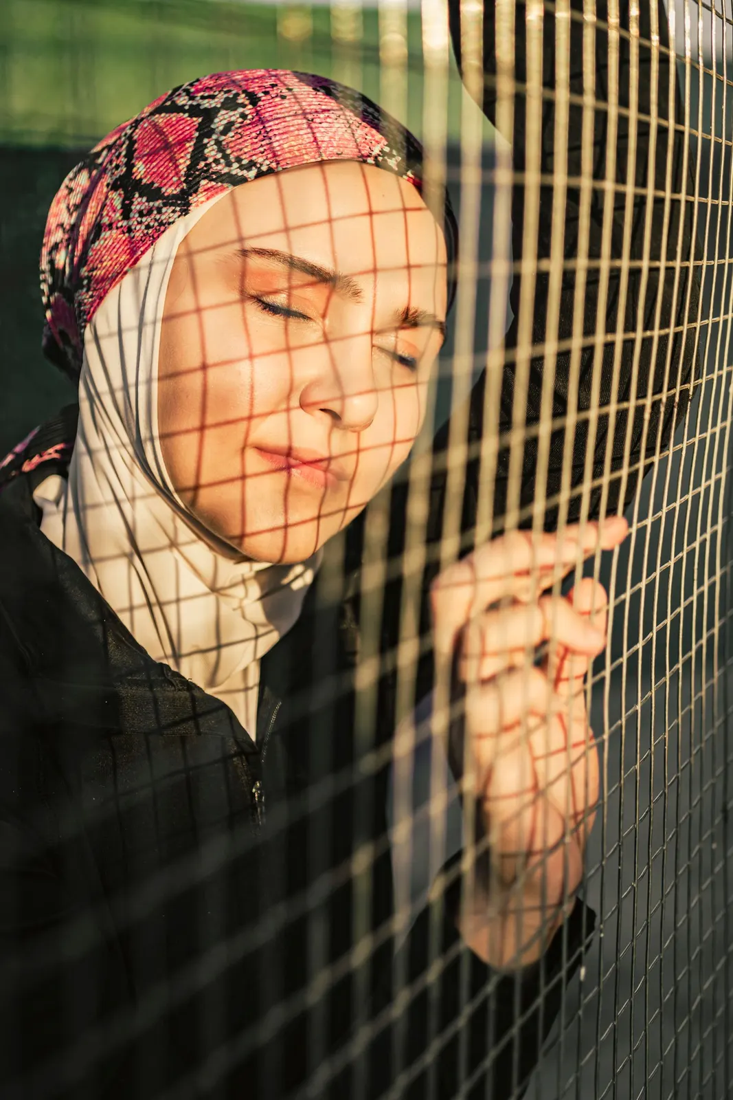 Python Print Hijab — Rosé Python. Rose python print hijab in striped sunlight